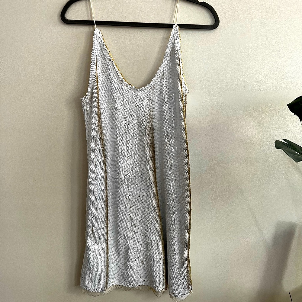 Free People white sequin dress